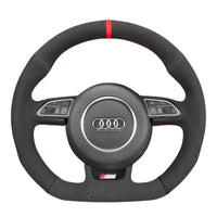 Couvre Volant Audi B8 Méplat Alcantara Surpiqures - vue de face - Becquet Voiture