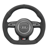 Couvre Volant Audi B8 Méplat Alcantara Surpiqures - vue de trois-quarts - Becquet Voiture