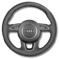 Couvre Volant Audi B8 Rond Alcantara Cuir Couture - installé sur véhicule - Becquet Voiture