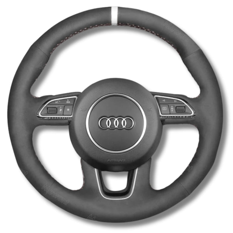 Couvre Volant Audi B8 Rond Alcantara Cuir Couture - vue arrière - Becquet Voiture