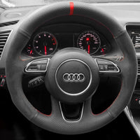 Couvre Volant Audi B8 Rond Alcantara Cuir Couture - vue de profil - Becquet Voiture