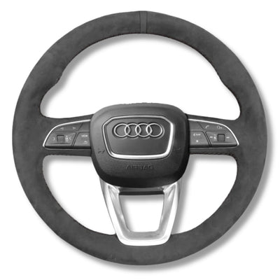 Couvre Volant Audi B9.5 Rond Alcantara Cuir - détail du montage - Becquet Voiture