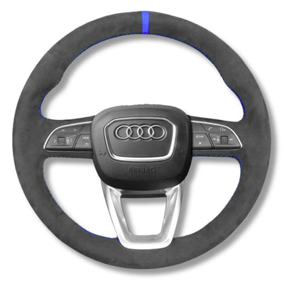 Couvre Volant Audi B9.5 Rond Alcantara Cuir - vue de dessus - Becquet Voiture