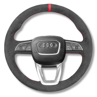 Couvre Volant Audi B9.5 Rond Alcantara Cuir - vue de face - Becquet Voiture
