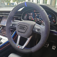 Couvre Volant Audi B9.5 Rond Alcantara Cuir - vue de profil - Becquet Voiture