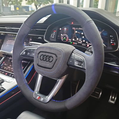 Couvre Volant Audi B9.5 Rond Alcantara Cuir - vue de profil - Becquet Voiture