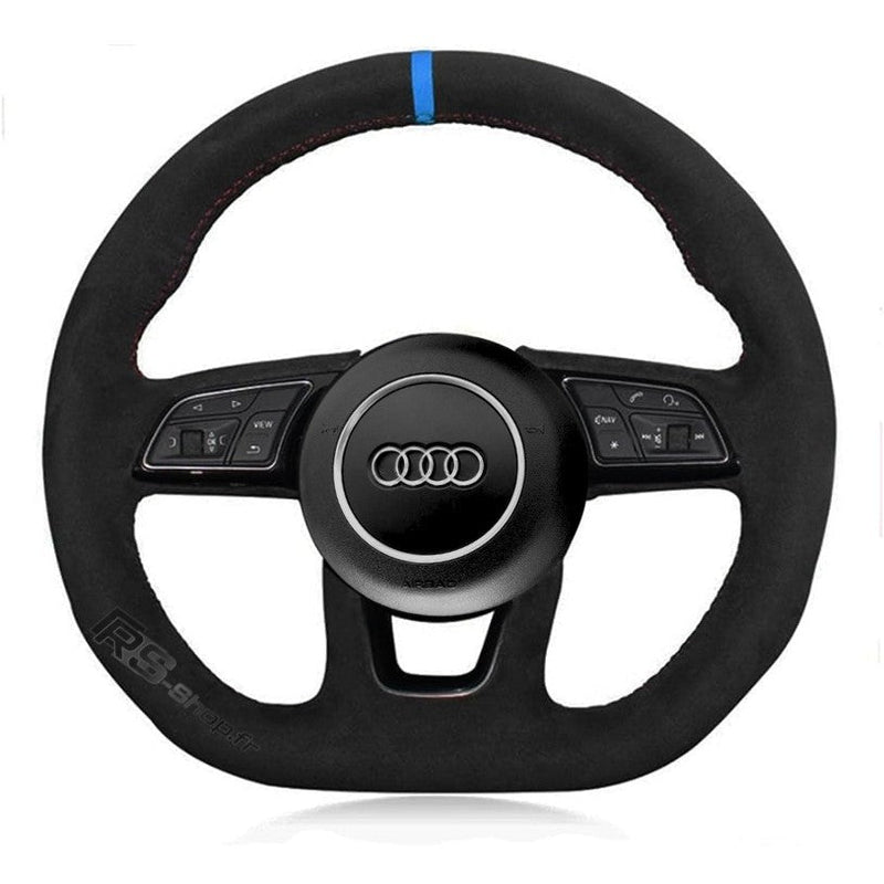 Couvre Volant Audi B9 Méplat Alcantara Surpiqures - installé sur véhicule - Becquet Voiture