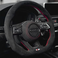 Couvre Volant Audi B9 Méplat Alcantara Surpiqures - vue de profil - Becquet Voiture