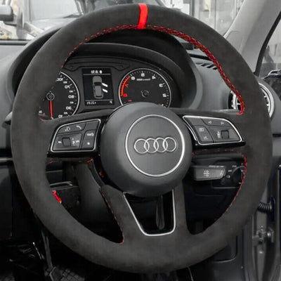 Couvre Volant Audi B9 Rond Alcantara 38cm - vue de profil - Becquet Voiture