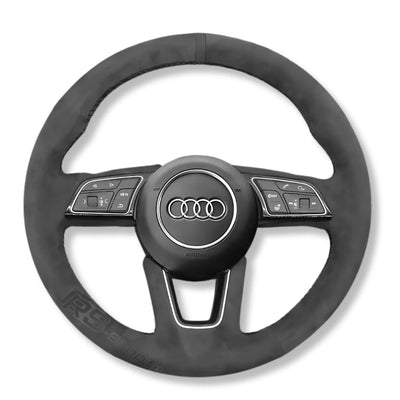 Couvre Volant Audi B9 Rond Alcantara 38cm - vue de trois-quarts - Becquet Voiture