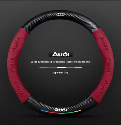 Couvre volant Audi fibre de carbone - vue de trois-quarts - Becquet Voiture