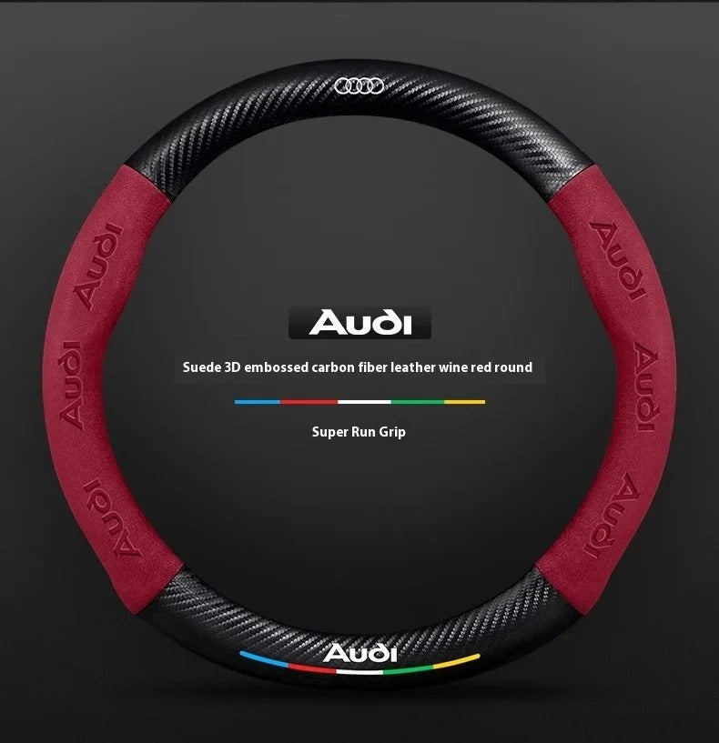 Couvre volant Audi fibre de carbone - vue de trois-quarts - Becquet Voiture