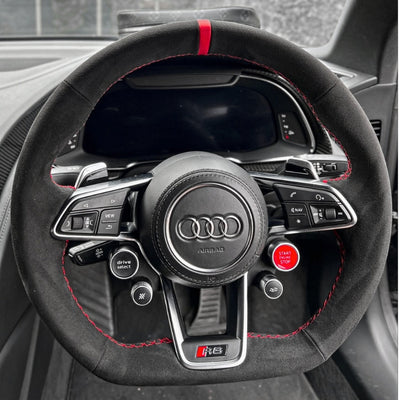Couvre Volant Audi R8 TT GEN2 Surpiqûres Personnalisables - vue de profil - Becquet Voiture