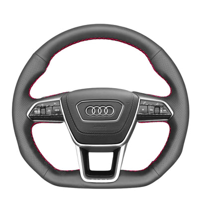 Couvre Volant Audi RS6 RS7 C8 Alcantara Cuir - vue de dessus - Becquet Voiture