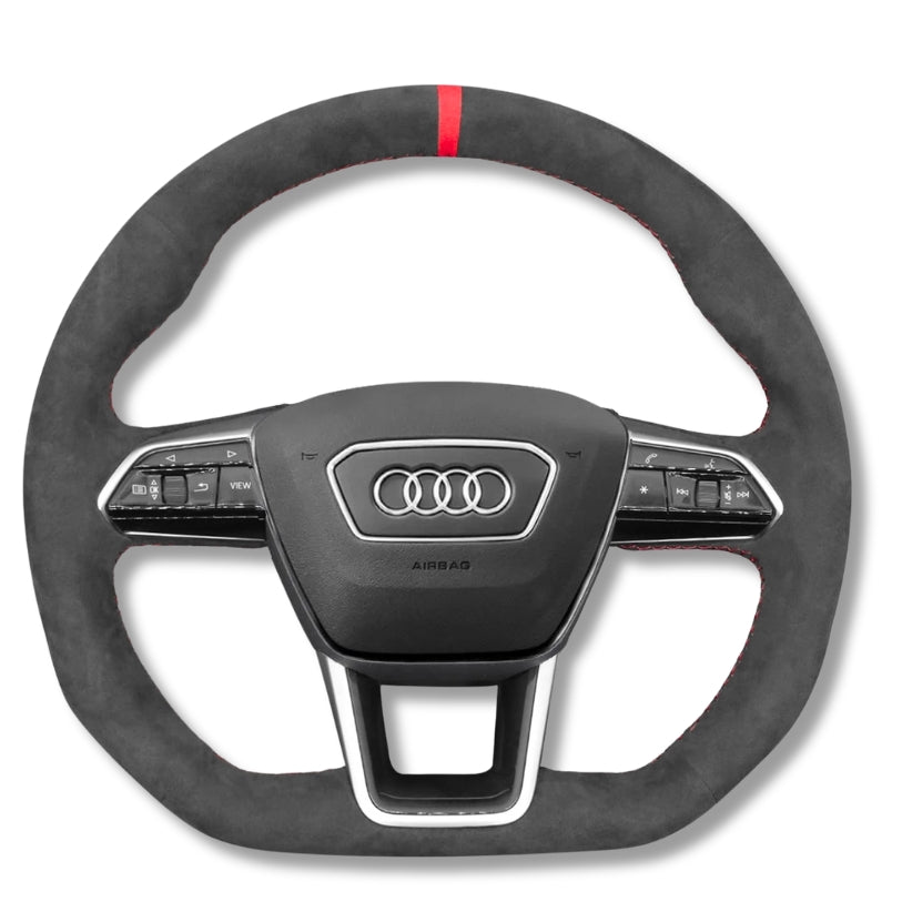 Couvre Volant Audi RS6 RS7 C8 Alcantara Cuir - vue de face - Becquet Voiture