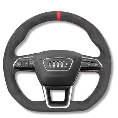Couvre Volant Audi RS6 RS7 C8 Alcantara Cuir - vue de face - Becquet Voiture
