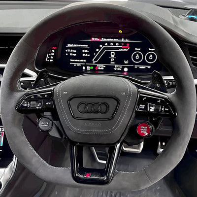 Couvre Volant Audi RS6 RS7 C8 Alcantara Cuir - vue de profil - Becquet Voiture