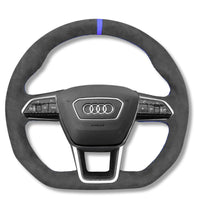 Couvre Volant Audi RS6 RS7 C8 Alcantara Cuir - vue de trois-quarts - Becquet Voiture