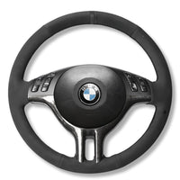 Couvre Volant BMW E46 Cuir Alcantara Surpiqures - détail du montage - Becquet Voiture