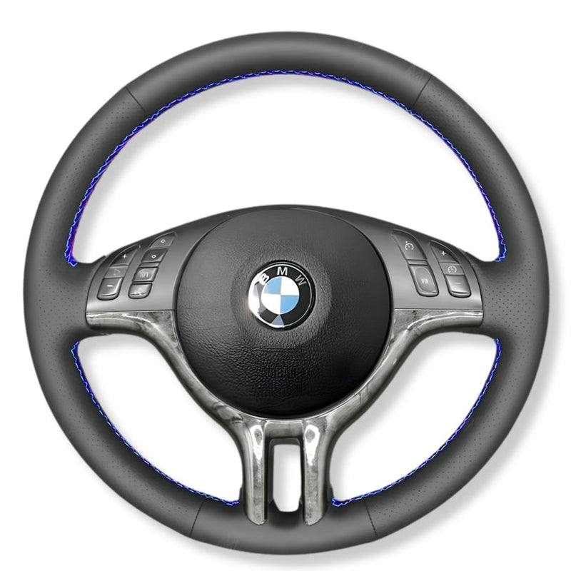 Couvre Volant BMW E46 Cuir Alcantara Surpiqures - en situation - Becquet Voiture