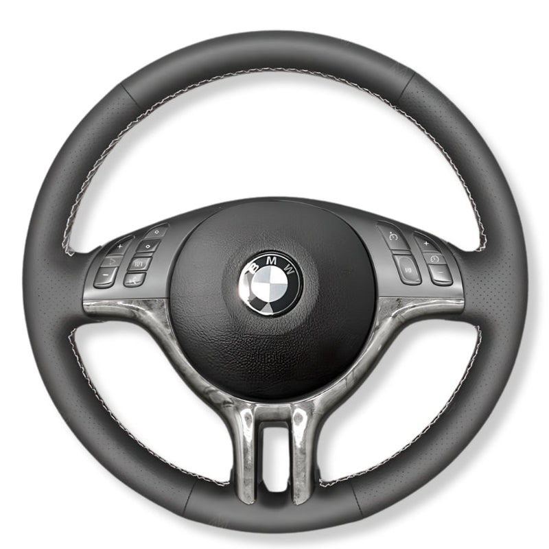 Couvre Volant BMW E46 Cuir Alcantara Surpiqures - packshot studio - Becquet Voiture