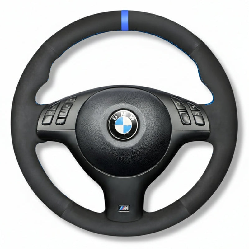 Couvre Volant BMW E46 Cuir Alcantara Surpiqures - vue arrière 2 - Becquet Voiture