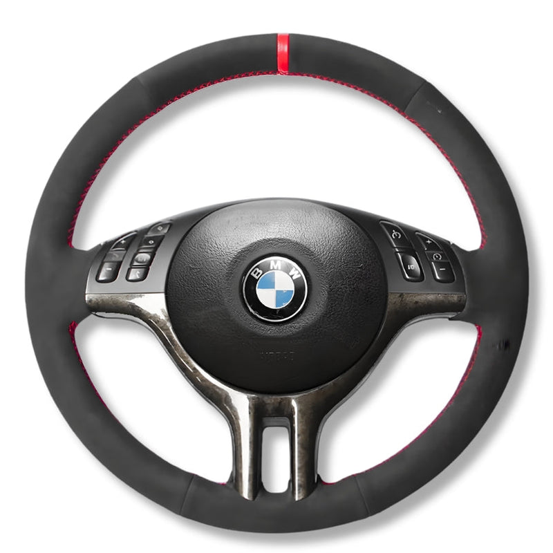 Couvre Volant BMW E46 Cuir Alcantara Surpiqures - vue arrière - Becquet Voiture