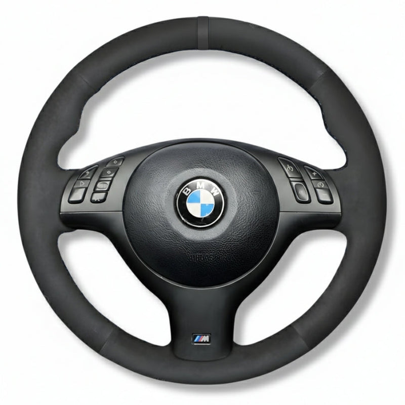 Couvre Volant BMW E46 Cuir Alcantara Surpiqures - vue de face 2 - Becquet Voiture