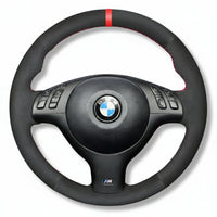 Couvre Volant BMW E46 Cuir Alcantara Surpiqures - vue de face - Becquet Voiture