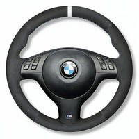 Couvre Volant BMW E46 Cuir Alcantara Surpiqures - vue de profil 2 - Becquet Voiture