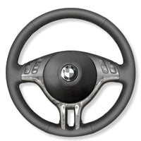 Couvre Volant BMW E46 Cuir Alcantara Surpiqures - vue rapprochée - Becquet Voiture