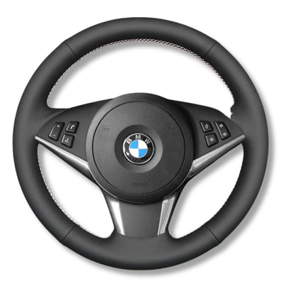 Couvre Volant BMW E60 Cuir Alcantara - détail du montage - Becquet Voiture