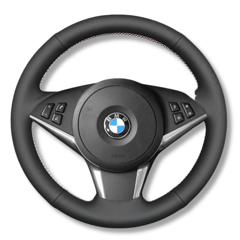 Couvre Volant BMW E60 Cuir Alcantara - détail du montage - Becquet Voiture