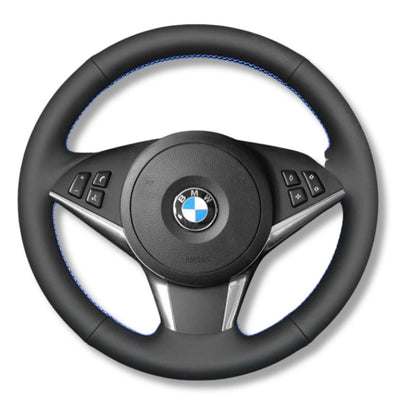 Couvre Volant BMW E60 Cuir Alcantara - installé sur véhicule - Becquet Voiture