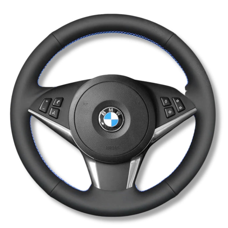 Couvre Volant BMW E60 Cuir Alcantara - installé sur véhicule - Becquet Voiture