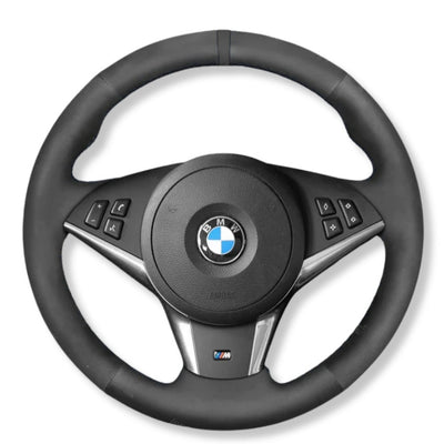 Couvre Volant BMW E60 Cuir Alcantara - vue rapprochée - Becquet Voiture