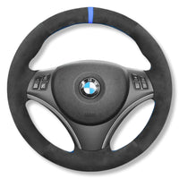 Couvre Volant BMW E90 Cuir ou Alcantara Surpiqures - installé sur véhicule - Becquet Voiture