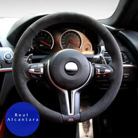 Couvre Volant BMW en alcantara à coudre - détail du montage - Becquet Voiture