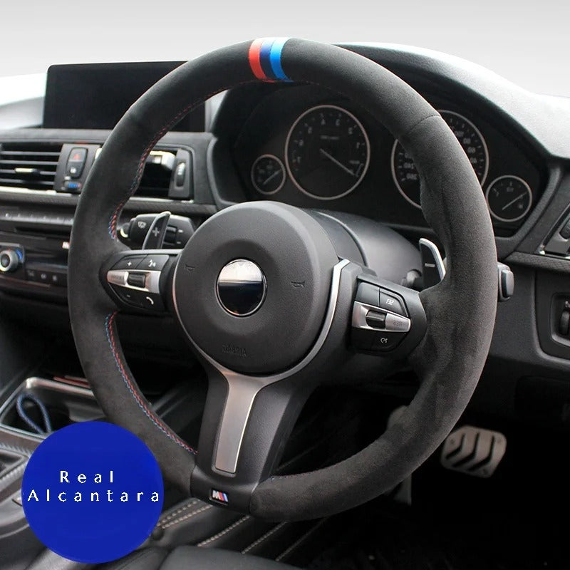 Couvre Volant BMW en alcantara à coudre - vue de face - Becquet Voiture