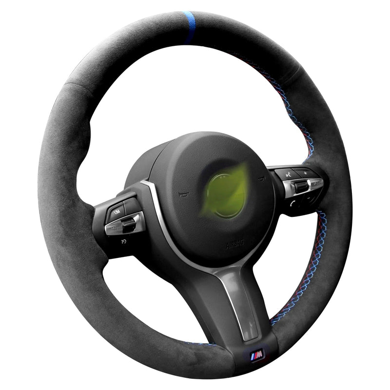 Couvre Volant BMW en alcantara à coudre - vue de trois-quarts - Becquet Voiture