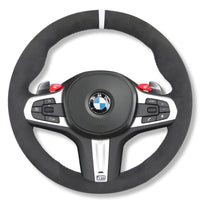 Couvre Volant BMW G20 G30 G80 Cuir Alcantara Surpiqures - installé sur véhicule - Becquet Voiture