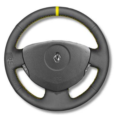 Couvre Volant Clio 2 Cuir Alcantara 38cm - installé sur véhicule - Becquet Voiture
