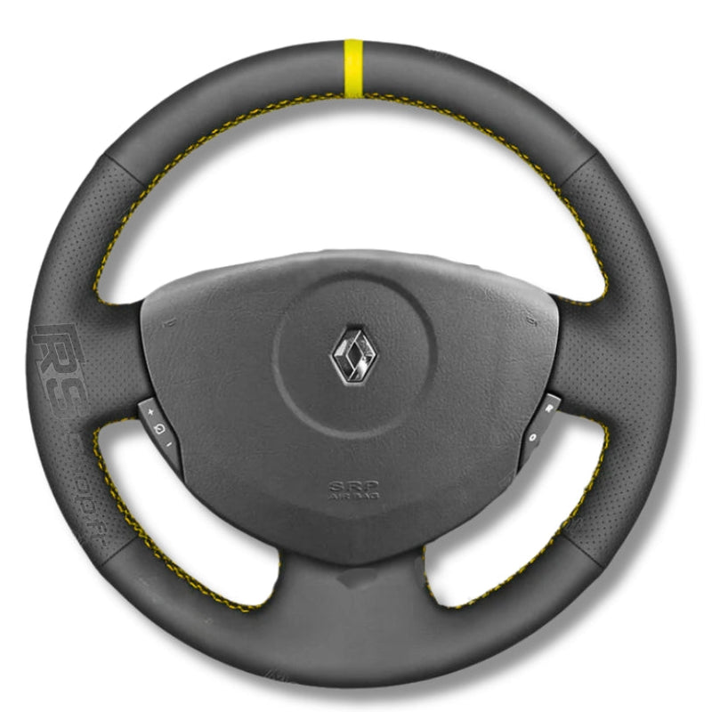 Couvre Volant Clio 2 Cuir Alcantara 38cm - installé sur véhicule - Becquet Voiture