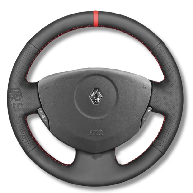Couvre Volant Clio 2 Cuir Alcantara 38cm - vue de face - Becquet Voiture