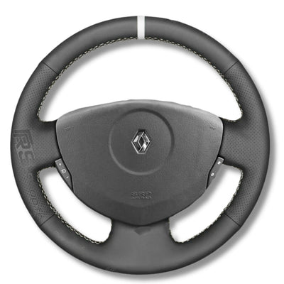 Couvre Volant Clio 2 Cuir Alcantara 38cm - vue de trois-quarts - Becquet Voiture