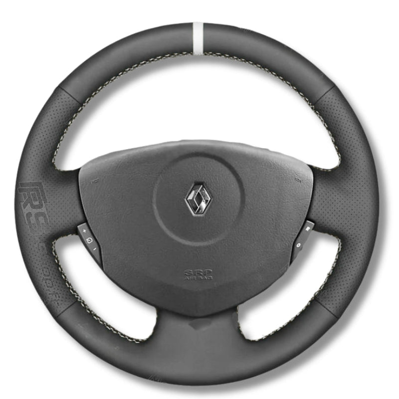 Couvre Volant Clio 2 Cuir Alcantara 38cm - vue de trois-quarts - Becquet Voiture