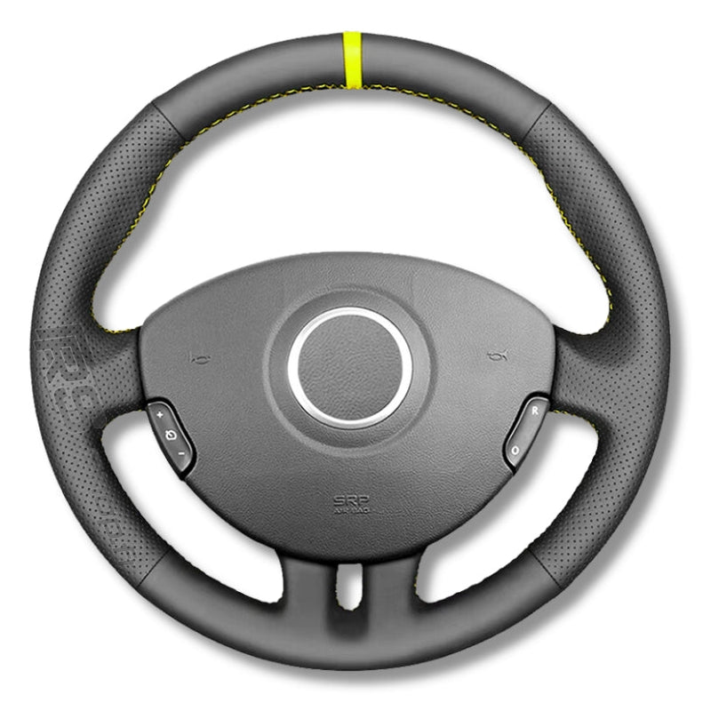 Couvre Volant Clio 3 RS GT Cuir Alcantara - vue de trois-quarts 2 - Becquet Voiture