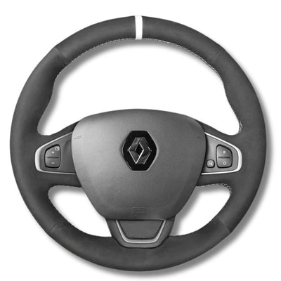 Couvre Volant Clio 4 Cuir Alcantara Surpiqûres - détail du montage 2 - Becquet Voiture