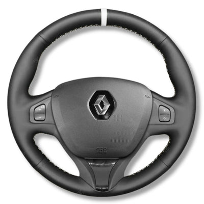 Couvre Volant Clio 4 Cuir Alcantara Surpiqûres - détail du montage - Becquet Voiture