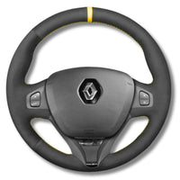 Couvre Volant Clio 4 Cuir Alcantara Surpiqûres - installé sur véhicule - Becquet Voiture